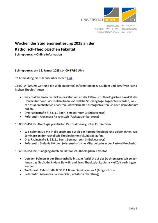 Wochen Studienorientierung 2025